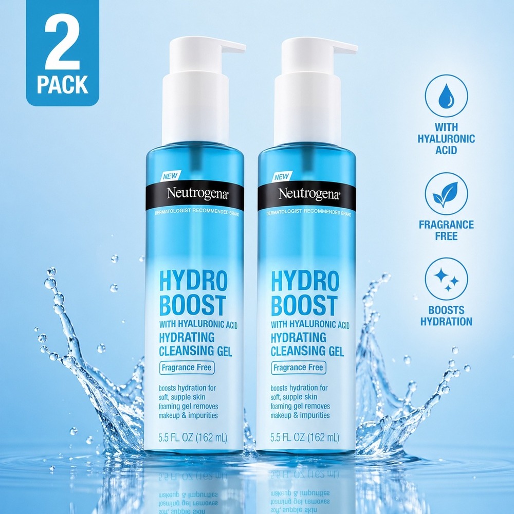 Neutrogena Hydro Boost Hydrating Cleansing Gel Hyaluronic Acid 5.5oz 2 Pack